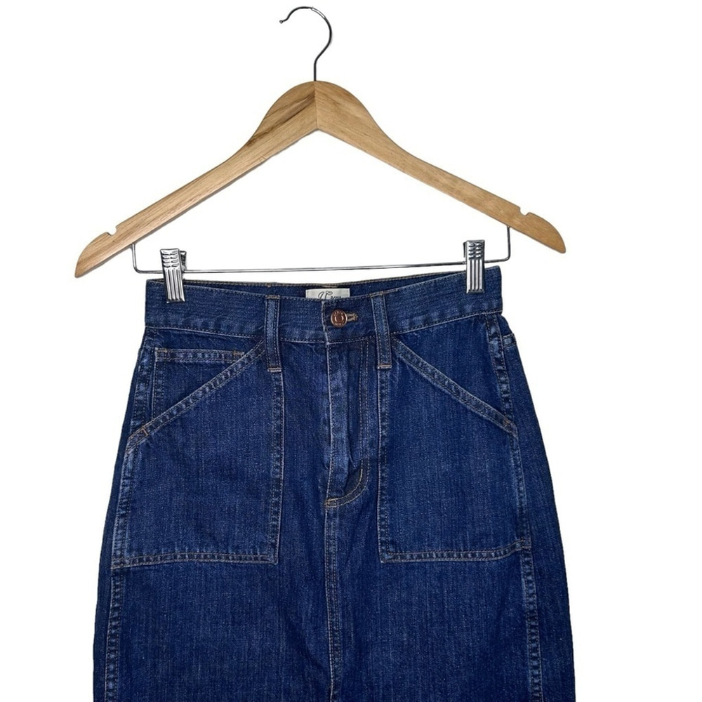 J.CREW Austin Wash Front Slit Denim Pencil Midi 100% Cotton Skirt Women’ Size 24 - Picture 4 of 12